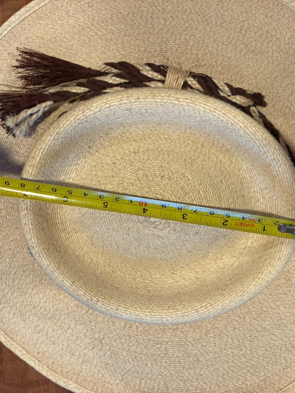 Vintage Straw Boater Hat w/ Braided Horsehair Band & Tassel - Picture 8 of 13